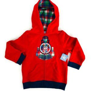 NWT Boys Train Applique Red Zippered Hoodie Size 5